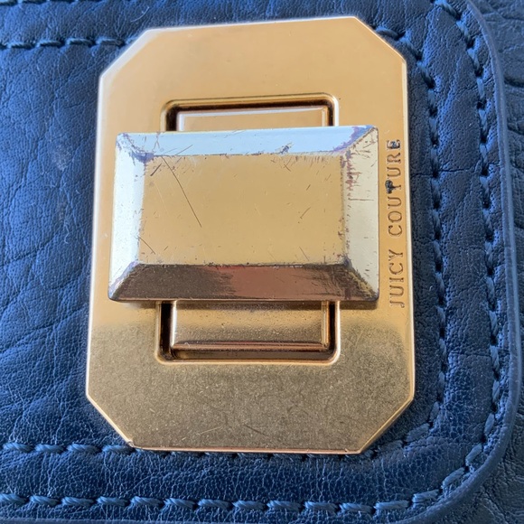 Vintage Y2K JUICY COUTURE Leather Steel Grey Flat Large Clutch Bag BRAND NEW - Picture 14 of 16